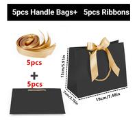 TEMU Regalo para Ella/Él, Set de 10 Artículos (5 Cintas Doradas y 5 Bolsas de Regalo Negras) con de , Disponible en Tres Tamaños (Grande, , Pequeño), para Envolver Regalos de , y Fiestas