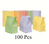 TEMU Regalo para Ella/Él, Set de 100 Bolsas de Papel a Cuadros en Colores, para Pequeños Regalos y Recuerdos de para