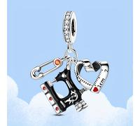 TEMU Regla de Máquina de Coser Encanto de Pluma para Pulsera o Collar, Accesorio Elegante para Mujeres y Diseñadoras de Moda - Regalo Ideal