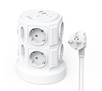 TEMU Regleta de 12 Puertos con y Protección contra Sobretensiones, de Enchufes Múltiples (3680 W/16 A) con 4 USB-C, para Hogar u Oficina