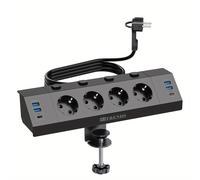 TEMU Regleta de Escritorio USB 12 en 1 con Pinza, 4 EU Controladas por , 4 Puertos USB + 4 Cargadores Tipo-C Rápidos, Cable de 2 Metros, Ideal para Hogar y Oficina