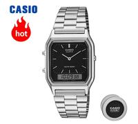 TEMU Reloj Casio Vintage Pequeño Cuadrado Casio Juvenil Retro Cuadrado Pequeño Plateado AQ-230 para Hombre