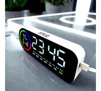 TEMU Reloj con ajustable, pantalla de y , anillo de luz incorporado, alarma con temporizador de fitness, reloj multiescena para decoración y oficina, sueño/ control por voz/ día/noche