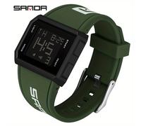 TEMU Reloj Cuadrado Multifuncional SANDA Impermeable para Deportes, Reloj LCD para Natación para Hombres