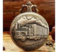 TEMU Reloj de bolsillo con diseño de camión, movimiento de cuarzo, regalo para hombres