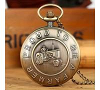 TEMU Reloj de Bolsillo de Cuarzo con Diseño de Vehículo Agrícola Vintage y Colgante de Cadena Larga, Regalo de Vacaciones para y