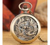 TEMU Reloj de bolsillo de cuarzo con y fénix de vintage, tallado en 3D, con collar para hombres y mujeres, regalo para , aniversario de boda.
