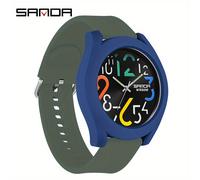 TEMU Reloj de Cuarzo de Lujo con Correa Extraíble y Esfera Grande Digital Impermeable Deportivo Colorido Sanda 9021
