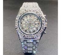 TEMU Reloj de Cuarzo de Lujo con Diamantes de para Hombres y Mujeres, Diseño de Capa con Esfera Hueca y Excéntrica, con Manecillas Fosforescentes para Tendencias de