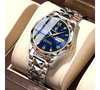 TEMU Reloj de cuarzo de lujo para hombre, , de negocios, resistente , con calendario , de una marca de primera.