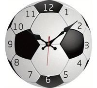 TEMU Reloj de Pared de Pelota de Fútbol Silencioso - Funciona con Pilas, Reloj de Madera para Dormitorio, , Estudio y Decoración Escolar