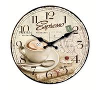 TEMU Reloj de pared grande de madera europeo para taza de café, 10-16 pulgadas, silencioso y sin batería, ideal para sala, dormitorio, cocina o cafetería, decoración (sin pilas)