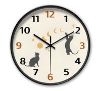 TEMU Reloj de pared moderno y sencillo con diseño de gato rascando la luna, tema Ramadán, silencioso, ideal para sala, dormitorio, cocina, oficina o jardín, regalo para Eid, Navidad y Año
