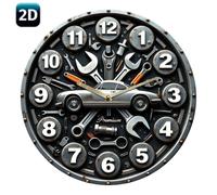 TEMU Reloj de Pared Silencioso con Diseño de Coche Vintage y Herramientas - 7.87" Reloj Decorativo de Acrílico, Temática Mecánica con y Engranajes, Ideal para Decoración de o Dormitorio