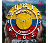 TEMU Reloj de Pared Silencioso de Calidad Vintage de 8 Pulgadas, Diseño de Cuarzo Acrílico 2D, Fuente 'Colombia' y , para Hogar, Vacaciones o Decoración
