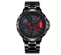 TEMU Reloj Deportivo BOYADKA de Rendimiento - Diseño de Rueda , Correa de Acero Inoxidable, Impermeable, Movimiento de Cuarzo, Elegante y Calada, Ideal para Estilos de y para Regalar