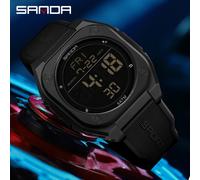 TEMU Reloj Deportivo SANDA para Hombres y Mujeres - 50m Digital, Esfera Cuadrada con Cronómetro, Correa TPU, a Pilas - Ideal para Natación y Actividades al Aire Libre