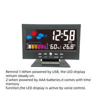 TEMU Reloj Electrónico de con Control por Voz y Luz de , y Humedad - Pronóstico Meteorológico en 12/24h con Cable USB (Batería No Incluida), 1 pieza