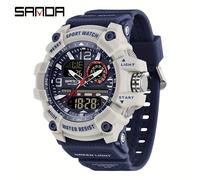 TEMU Reloj Electrónico De Lujo Deportivo para Hombre SANDA | Esfera Grande, Multifuncional, Resistente 50m, Cronómetro, Despertador, Pantalla Digital, de Resina Sintética, Correa de TPU