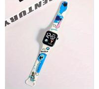 TEMU Reloj Electrónico LED Disney Stitch con Impresión , Diseño Cuadrado y Botón Y1, Moda para