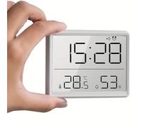 TEMU Reloj LCD Magnético de con Monitor de /Humedad, Visualización de y Hora, °C/°F/°K - y para Nevera/Pared/Mesa, Multifuncional para Oficina, Exterior (Carcasa de Plástico ABS)