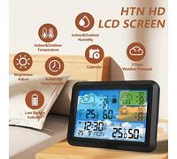 TEMU Reloj Meteorológico Tuya WIFI 5087 con transmisión inalámbrica, estación meteorológica multifuncional para interiores/exteriores, función de pronóstico del , , humedad, calendario, y despertador