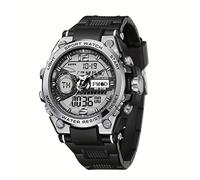 TEMU Reloj para de acero - 3ATM, pantalla, redonda de aleación, correa de goma, ideal para ropa casual y regalos de vacaciones, reloj diario | Reloj de pantalla | Reloj con correa de goma