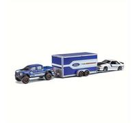 TEMU Remolque de transporte Maisto , trasera se puede abrir, 2 coches pequeños y 1 vagón, coche de juguete, regalo de vacaciones, Halloween, sorpresa de Navidad