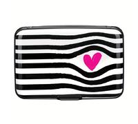 TEMU REN HUI Mini con Bloqueo RFID - Diseño de a Rayas y , Portatarjetas Compacto para Tarjetas de Crédito, ID y Negocios, Estilo Rosa, Protección RFID | de | Aluminio Duradero, Pequeño