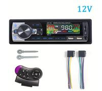 TEMU Reproductor de MP3 de coche estéreo 1 DIN de radio de panel con mando a distancia inalámbrico, FM de 60Wx4, compatible con AUX/USB/tarjeta TF, interfaz ISO, compatible con 12V/24V