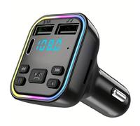 TEMU Reproductor MP3 para coche con transmisor FM inalámbrico, Carga rápida USB C Tipo C, Cargador de coche USB dual, Kit para coche, Reproductor MP3, Modulador FM, Sin batería