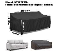 TEMU resistente para sofá de exterior de dos y tres plazas - protector de muebles de patio con hebillas ajustables y cordones, tela -desgarro, ideal para jardines, terrazas y junto a