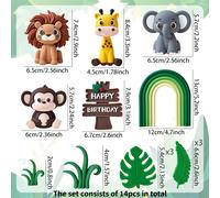 TEMU RGT 14 piezas/8 piezas/11 piezas/10 piezas/14 piezas Decoración para baby shower de , decoraciones de animales de , decoración Wild One, adorno para pastel Two Wild, adorno para pastel y