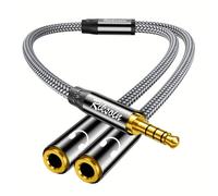 TEMU RIKSOIN Cable de Audio TRRS Y-Splitter de 3.5mm - Adaptador Estéreo HiFi a Hembra para Auriculares y Altavoces, Compatible con Teléfono, PC, Laptop, Tableta