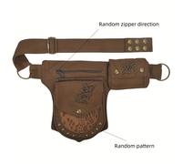 TEMU Riñonera de tela innovadora para - Estilo casual, y multifuncional, cierre de cremallera, sin estampados, decoración con clavos, bolsa deportiva portátil para exteriores