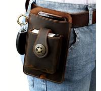 TEMU Riñonera Deportiva para Teléfono de Cuero de Primera Capa para Hombre