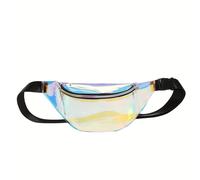 TEMU Riñonera Holográfica Aerocandy con Láser - Elegante Bandolera de PU para Mujer, Correa Ajustable, Cierre de Cremallera, Ideal para Fitness al y Uso Diario