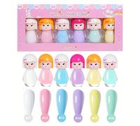 TEMU RISYAL Set de Esmalte de Uñas a Base de Agua Serie Princesa, 6pcs*5ml Secado Rápido Pelable Manicura DIY de