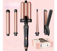 TEMU Rizador de 3 , Rizador de Cabello 5 en 1 con Plancha, Rizador de Ondas Ajustable, Rizador y 2 Pinzas - Un Regalo de San Valentín o Navidad Lleno de Amor