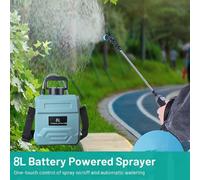 TEMU Rociador eléctrico de 2 galones, rociador para césped y jardín con batería, 5 boquillas, correa ajustable para el , recargable