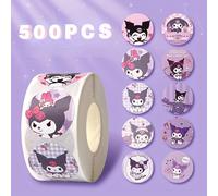 TEMU Rollo de 500 Pegatinas de Dibujos Animados Sanrio Hello Kitty y Kuromi, Adhesivos Kawaii Melody para Portátil, de Libro y Regalo Juguete