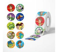 TEMU Rollo de 500 pegatinas de Toy Story - , y , pegatinas redondas autoadhesivas brillantes de calidad, adecuadas para patinaje y ciclismo, botellas de agua, coches y decoración de cuadernos