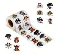 TEMU Rollo de 500 Pegatinas Pirata - Calcomanías de Vinilo de y Calavera para Portátiles, Botellas de Agua, Monopatines y Más - Regalo para Adolescentes y Adultos, ZXIRNA