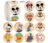 TEMU Rollo de 500 Stickers Disney Minnie, Cinta Adhesiva de Graffiti de Dibujos Animados, Stickers para Manualidades, Sello de Sobres