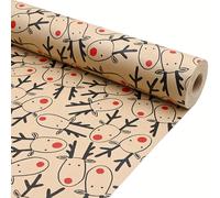 TEMU Rollo de Papel de Regalo Navideño de 118 Pies, Marrón con Estampado de Reno, Ideal para Regalos de Fiestas Navideñas, , Graduaciones y Decoraciones de Regalos - Reno 17 Pulgadas x 118 Pies