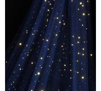 TEMU Rollo de Tul de 54" x 8 Yardas con Estrellas Doradas y Luna, Cinta de Tul con Lentejuelas para Vestidos, Faldas Tutú, Manualidades DIY, Decoración de Escenario y Fondos de Boda Transparentes