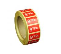 TEMU Rollos de Etiquetas de Precio 0,99€ a 99,99€, Autoadhesivas, 25x15mm, , 1000 Etiquetas por Rollo