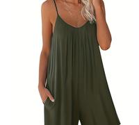 TEMU Rompers Negros sin Hombros para Mujer con Bolsillos - , para Toda la Estación, Traje de Baño sin para Playa, Piscina y Ropa , Ropa |Rompers sin |Rompers con Bolsillos