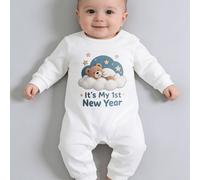 TEMU Ropa de bebé con estampado de oso estrella "Es mi 1er ", mameluco de larga para bebé, regalo de Navidad para bebé de y otoño, algodón transpirable para , adecuado para usar al , para exteriores