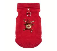 TEMU Ropa de Invierno para Mascotas con Forro Polar, con un Lindo Estampado de Renos Navideños (Azul), Elegante y , Elástica y Fácil de Limpiar, Compatible con Correas y Diseñada para un .